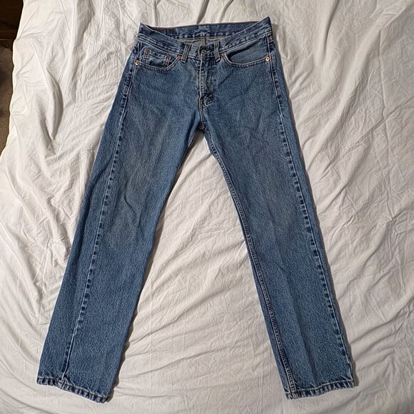 Levis 505 Mens Straight Fit Blue Denim Jeans 29 X 30 Classic Style - Picture 2 of 13